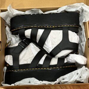NWT DR. MARTENS BLAIR HYDRO LEATHER PLATFORM SANDALS, Black, W9, new in box!